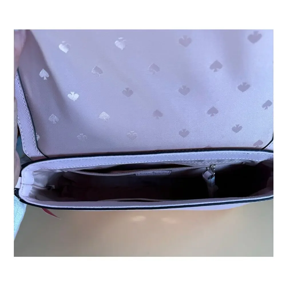 Kate Spade Dana Small Flap Crossbody Bag Pink Saffiano Leather NWT $249
